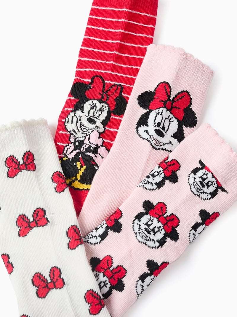 Pack de 4 Paires de Chaussettes Minnie Blanc Rouge - Kiabi