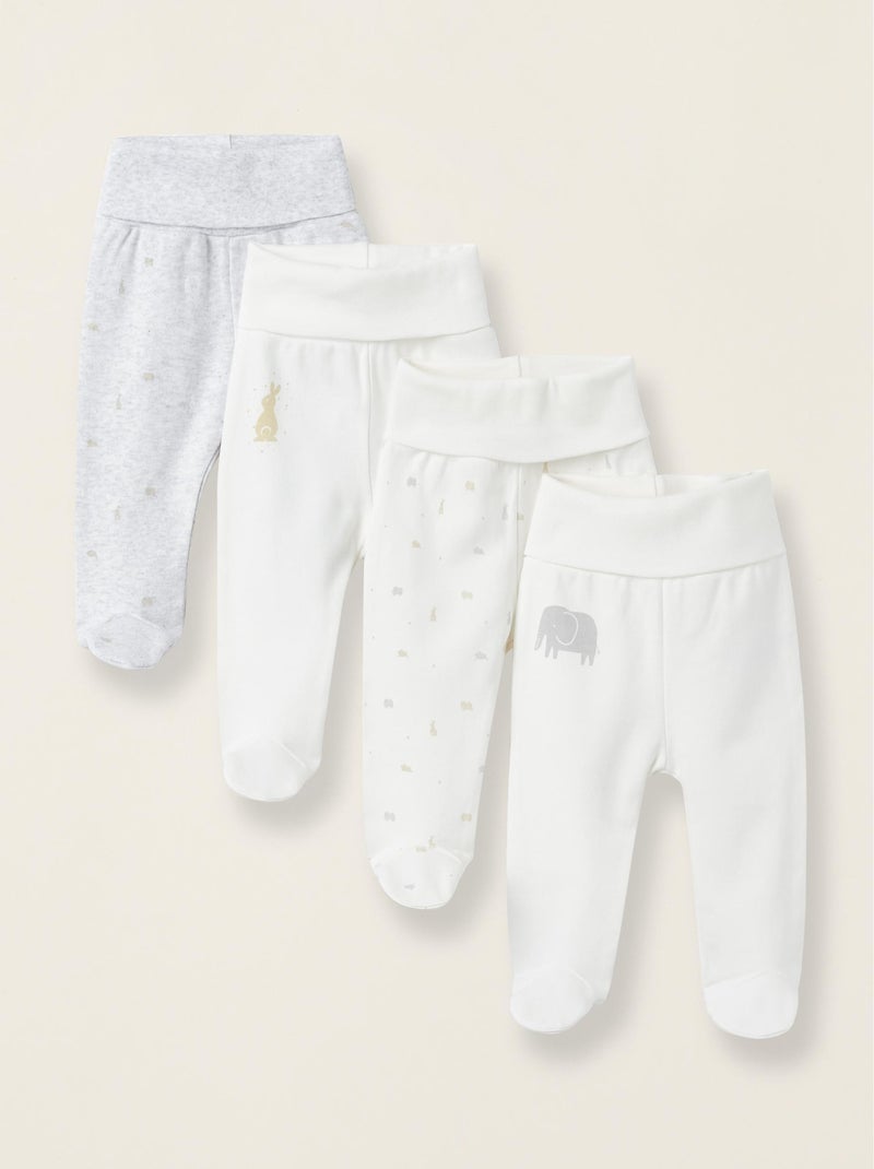 Pack de 4 pantalons avec pieds et taille haute pour nouveau-né et bébé   CRADLE OF LIFE Multicolore - Kiabi