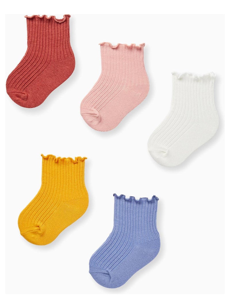 Pack de 5 Paires de Chaussettes Côtelées avec Bordure Ondulée pour Bébé Fille   ACE CLUBS Multicolore - Kiabi