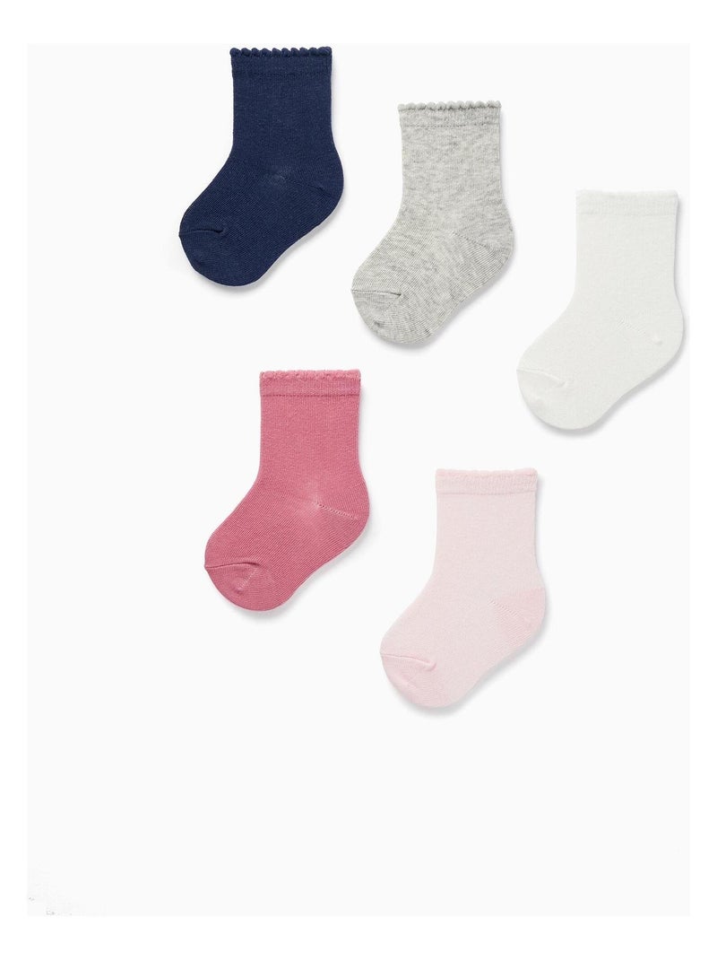 Pack de 5 Paires de Chaussettes Courtes avec Détail Orné pour Bébé Fille   ESSENTIALS LINE Multicolore - Kiabi
