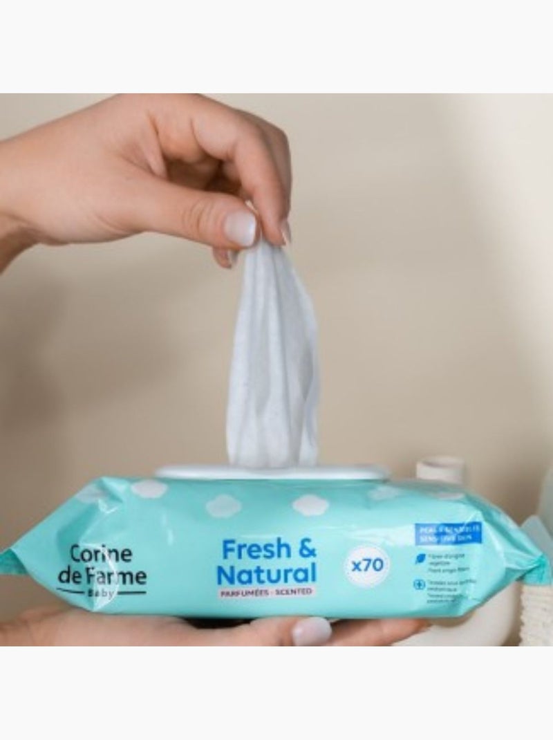 Pack de 6 lingettes bébé Fresh and natural Blanc Multicolore - Kiabi