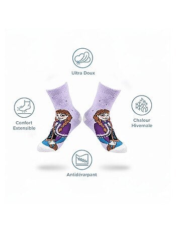 Pack de Chaussettes Antidérapantes Enfant DISNEY - LA REINE DES NEIGES (Lot de 4)