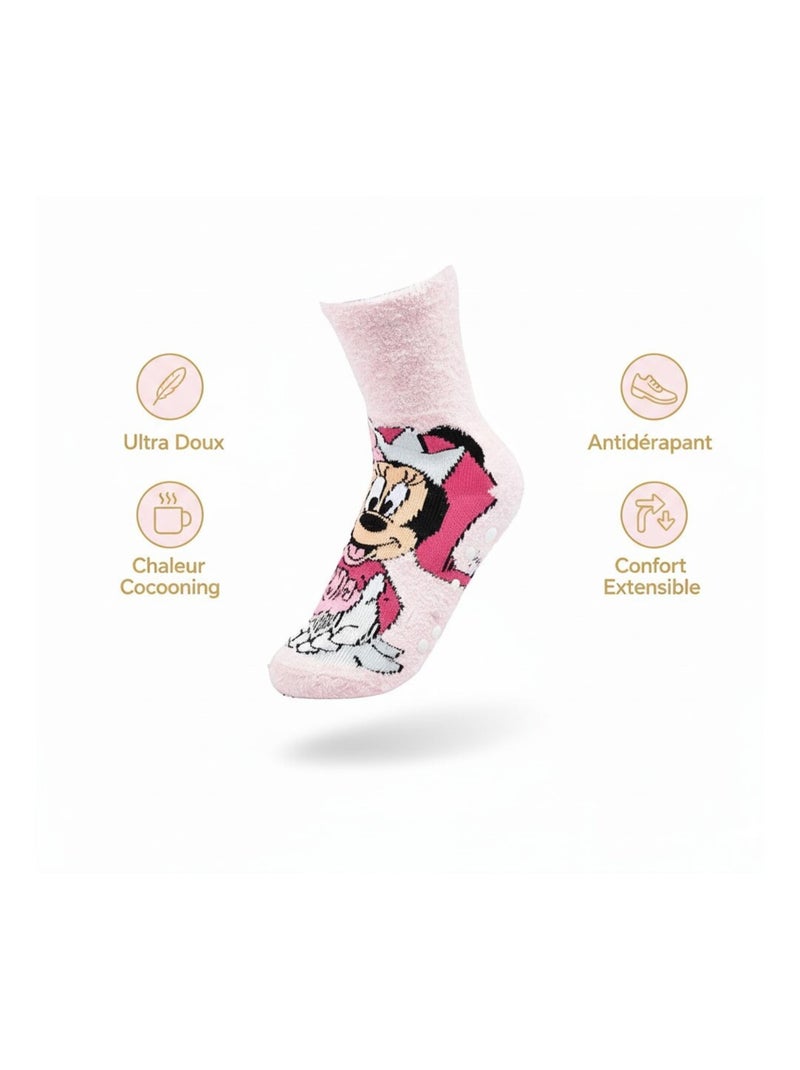 Pack de Chaussettes Antidérapantes Enfant Disney MINNIE  (Lot de 4) Rose rouge - Kiabi