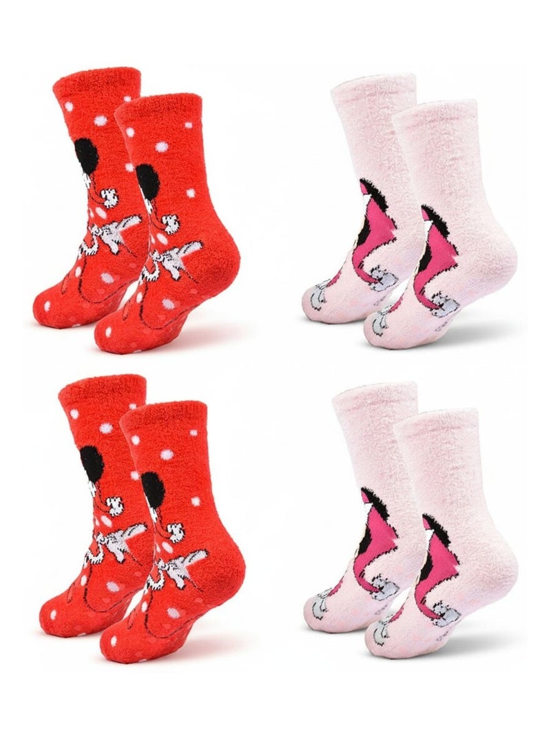 Pack de Chaussettes Antidérapantes Enfant Disney MINNIE  (Lot de 4) Rose rouge - Kiabi