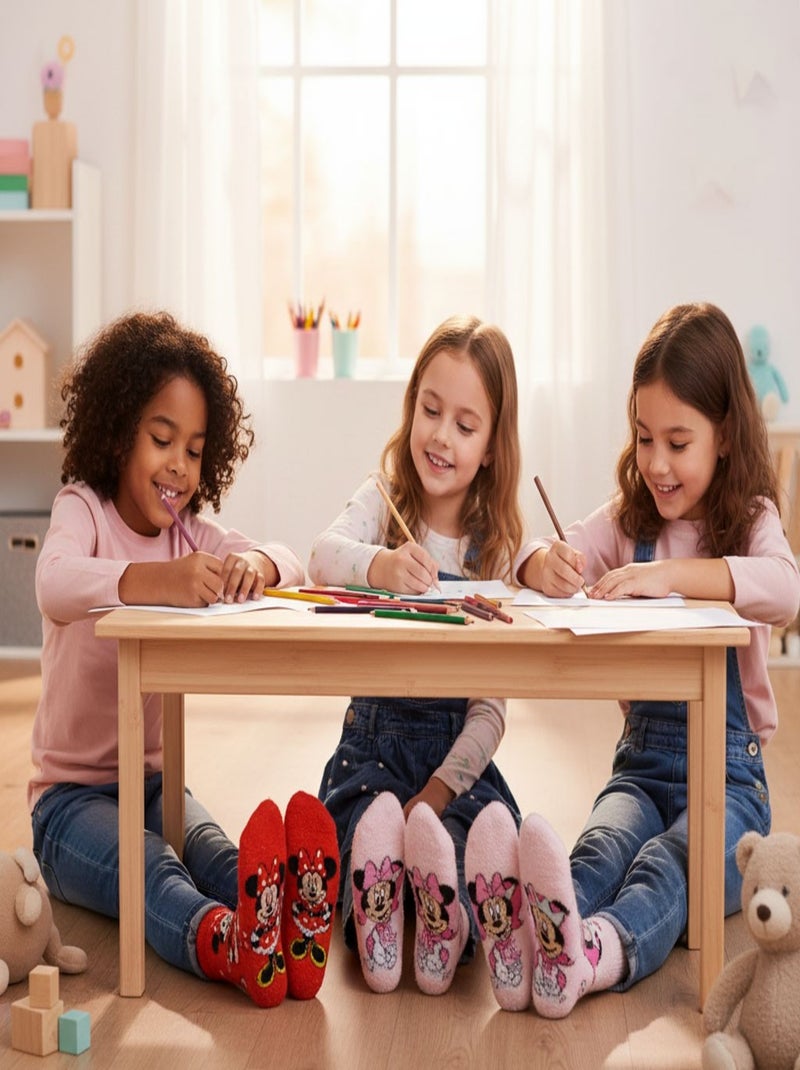 Pack de Chaussettes Antidérapantes Enfant Disney MINNIE  (Lot de 4) Rose rouge - Kiabi