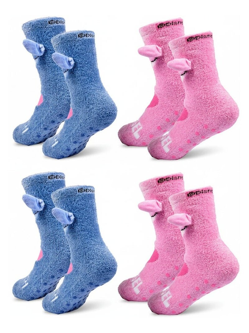 Pack de Chaussettes Antidérapantes Enfant LILO & STITCH (Lot de 4) Bleu Rose - Kiabi