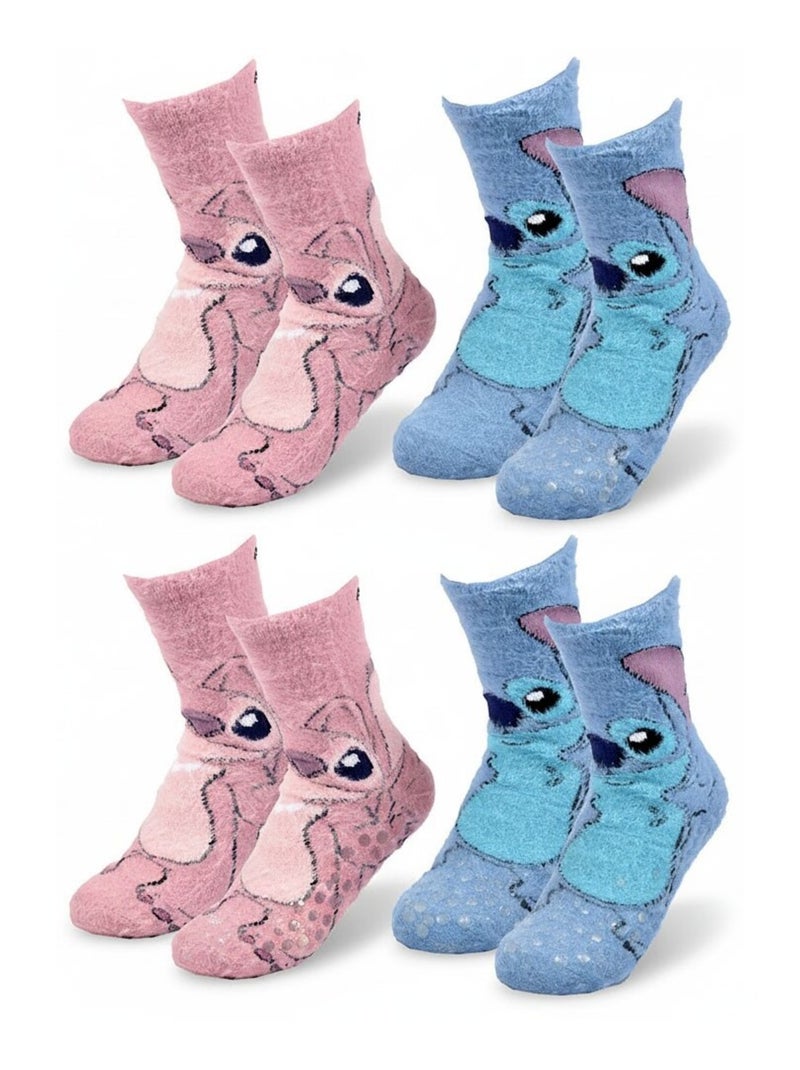 Pack de Chaussettes Antidérapantes Enfant LILO & STITCH (Lot de 4) Rose/Multicolore - Kiabi