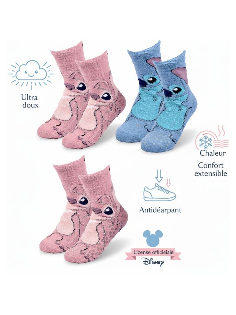 Pack de Chaussettes Antidérapantes Enfant LILO & STITCH (Lot de 4) Rose/Multicolore - Kiabi