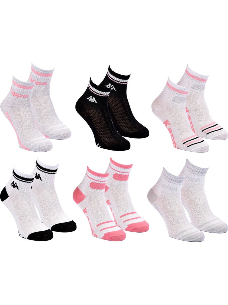 Pack de Chaussettes Femme Quarter KAPPA (Lot de 6) Blanc Gris Noir - Kiabi