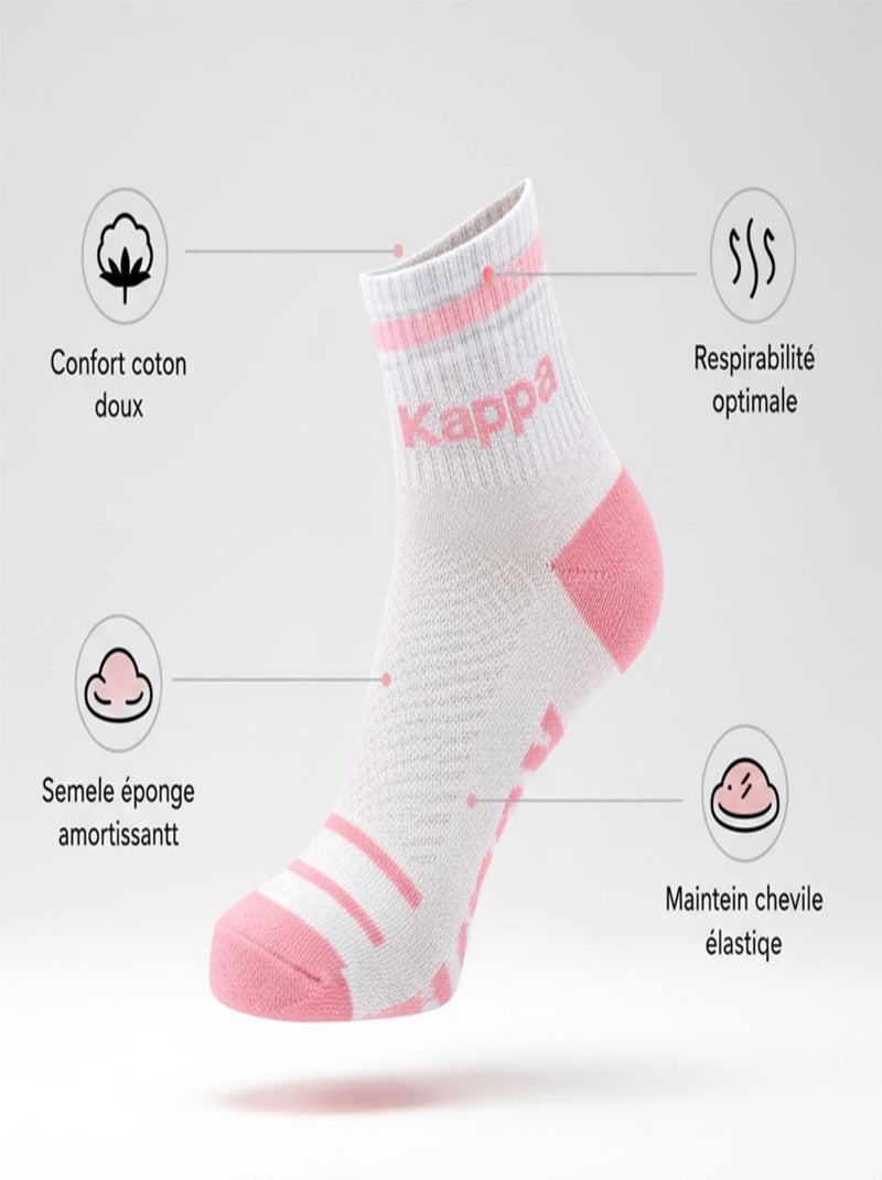 Pack de Chaussettes Femme Quarter KAPPA (Lot de 6) Noir Rose clair Blanc - Kiabi