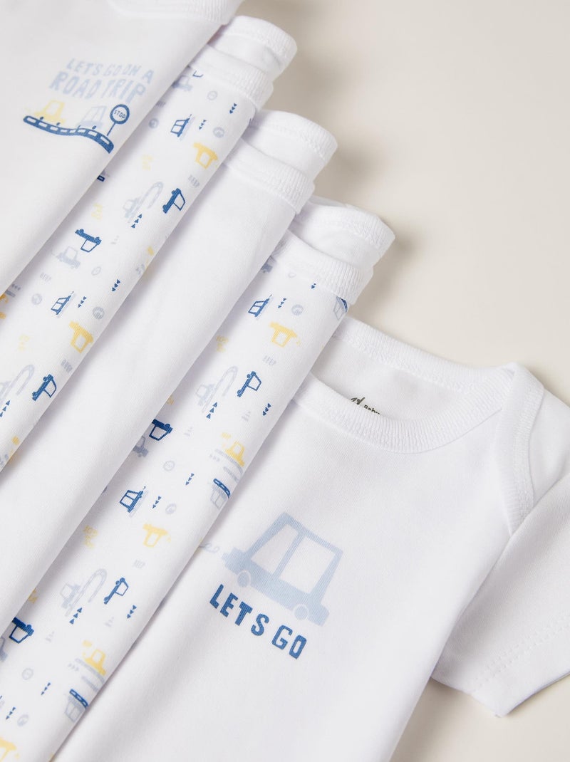 Pack de cinq bodies à manches courtes pour bébé garçon manches courtes ESSENTIALS LINE Blanc - Kiabi