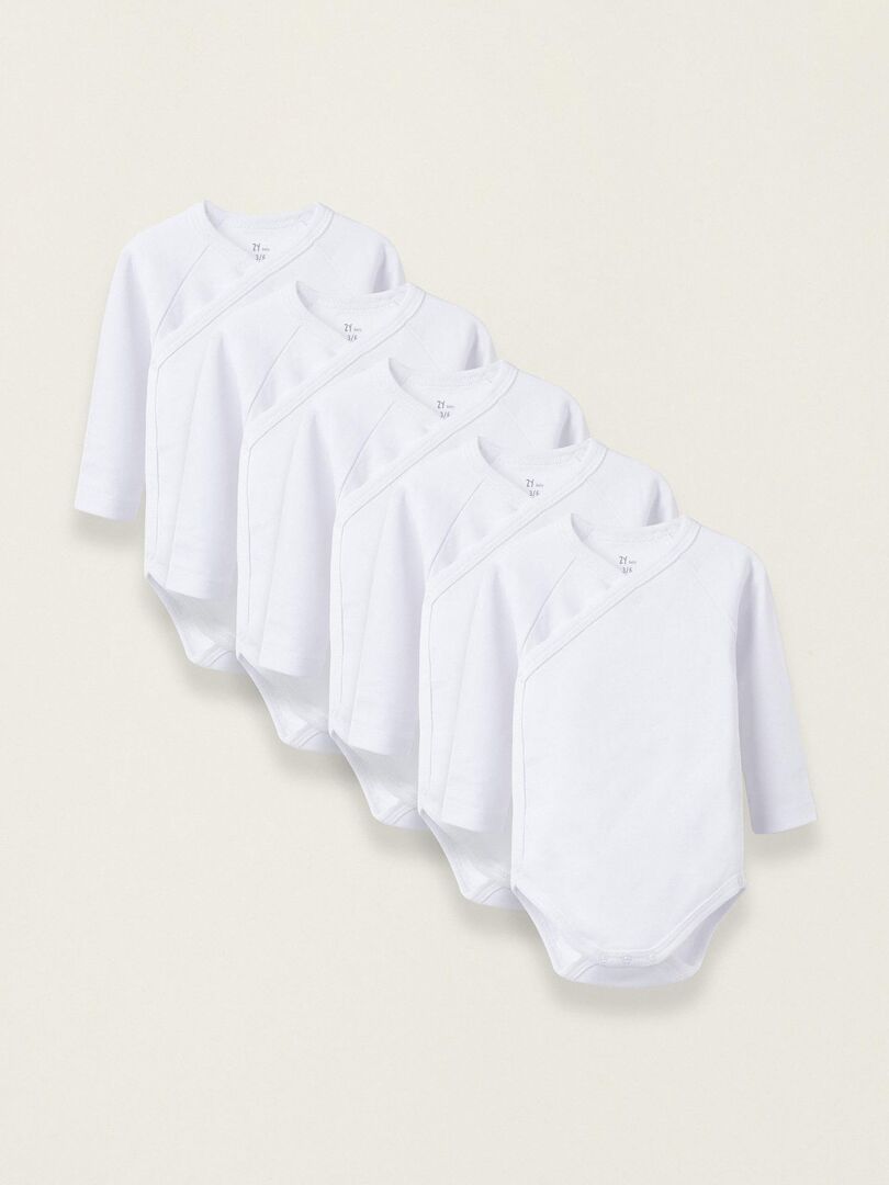 Pack de cinq bodies essential line 'Zippy' Blanc - Kiabi