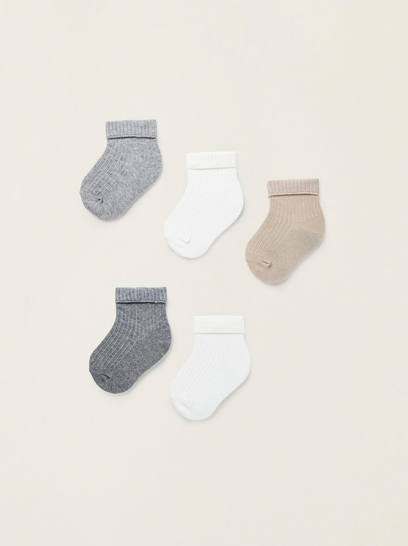 Pack de cinq paires de chaussettes côtelées pour bébé garçon ESSENTIALS LINE Gris clair - Kiabi