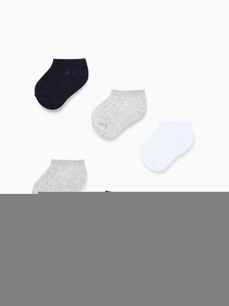 Pack de cinq paires de chaussettes courtes côtelées pour bébé. Maille fine et douce ESSENTIALS LINE Multicolore - Kiabi