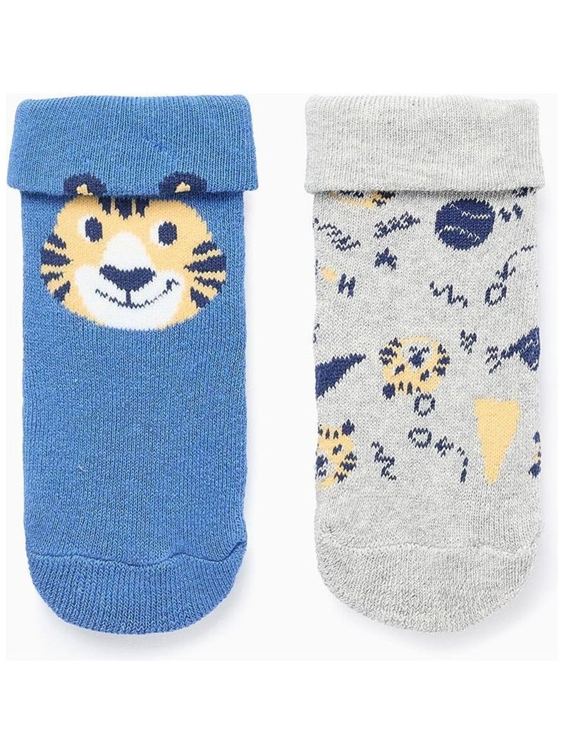 Pack de deux antislip socks night antidérapant, thème tigre ALL STARS COLLEGE Multicolore - Kiabi