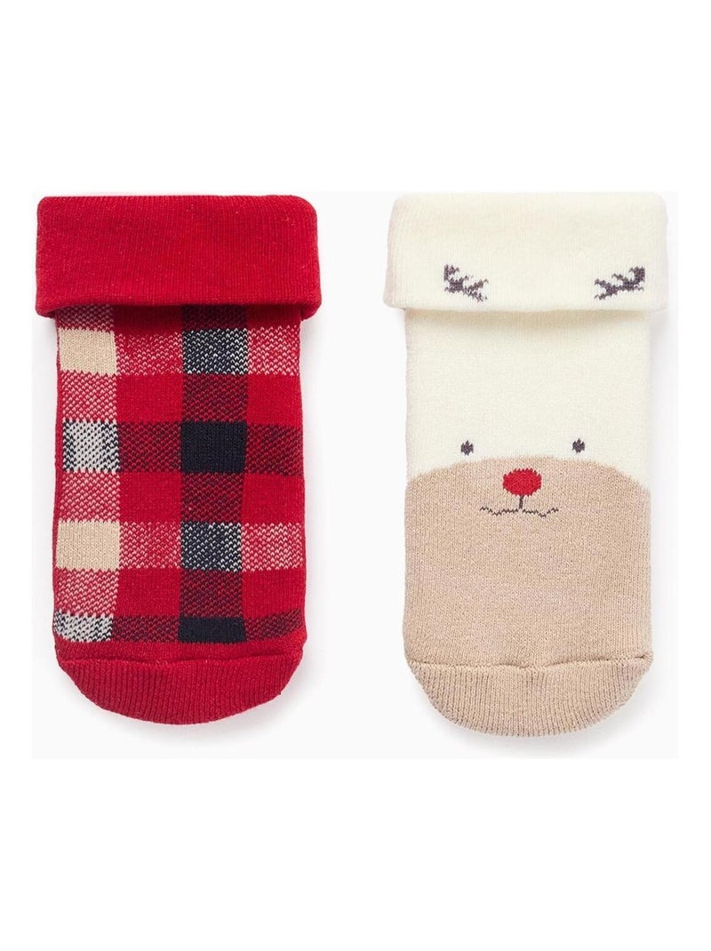 Pack de deux antislip socks night antidérapant/thème de Noël HOLY JOLY Multicolore - Kiabi