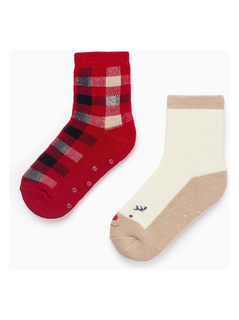 Pack de deux antislip socks night antidérapant/thème de Noël HOLY JOLY Multicolore - Kiabi