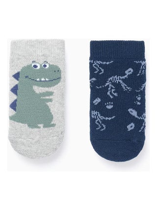 Pack de deux antislip socks night avec tour, antidérapant DINO UNIVERSITY