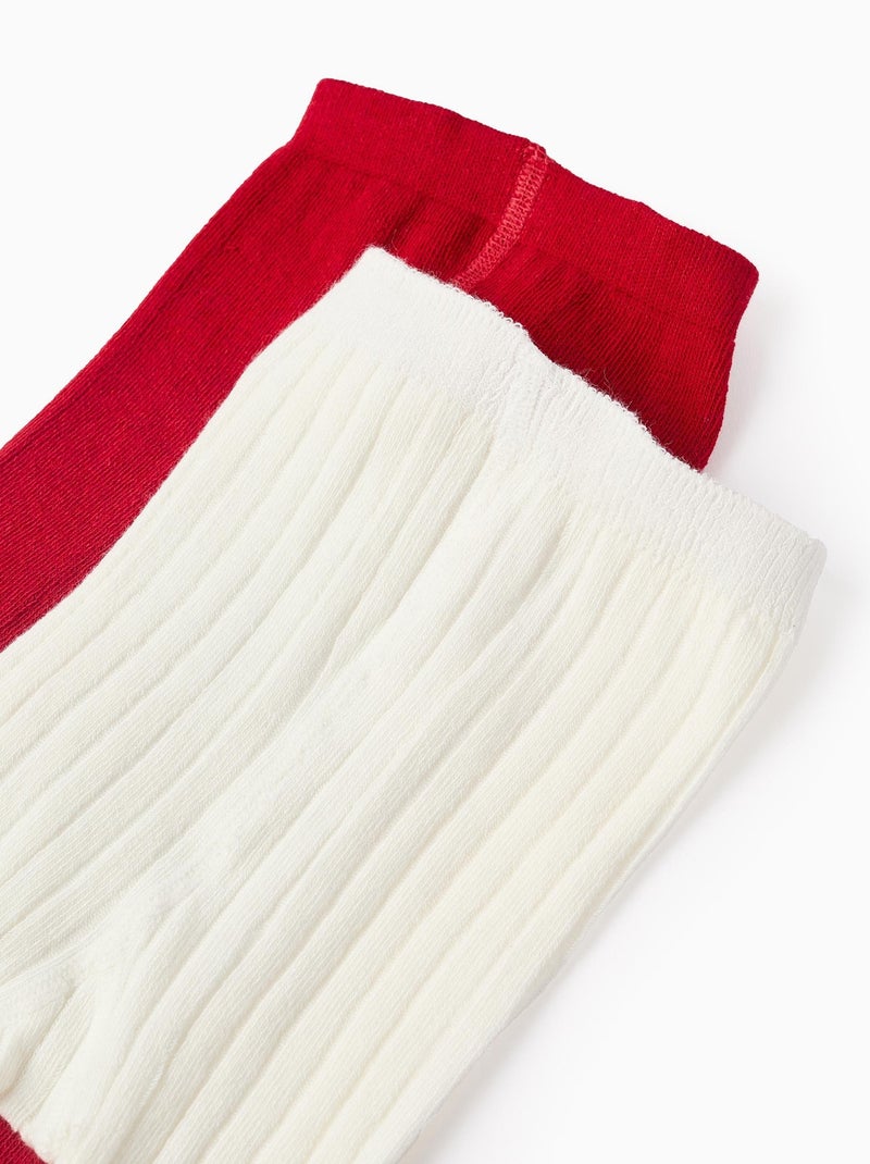 Pack de deux collant côtelé/avec motif NOËL Multicolore - Kiabi