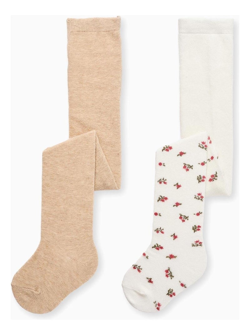 Pack de deux collant uni/floral NOVEAUX NATURE Multicolore - Kiabi