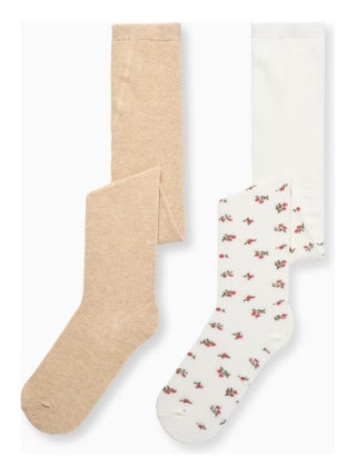 Pack de deux collant uni/floral NOVEAUX NATURE