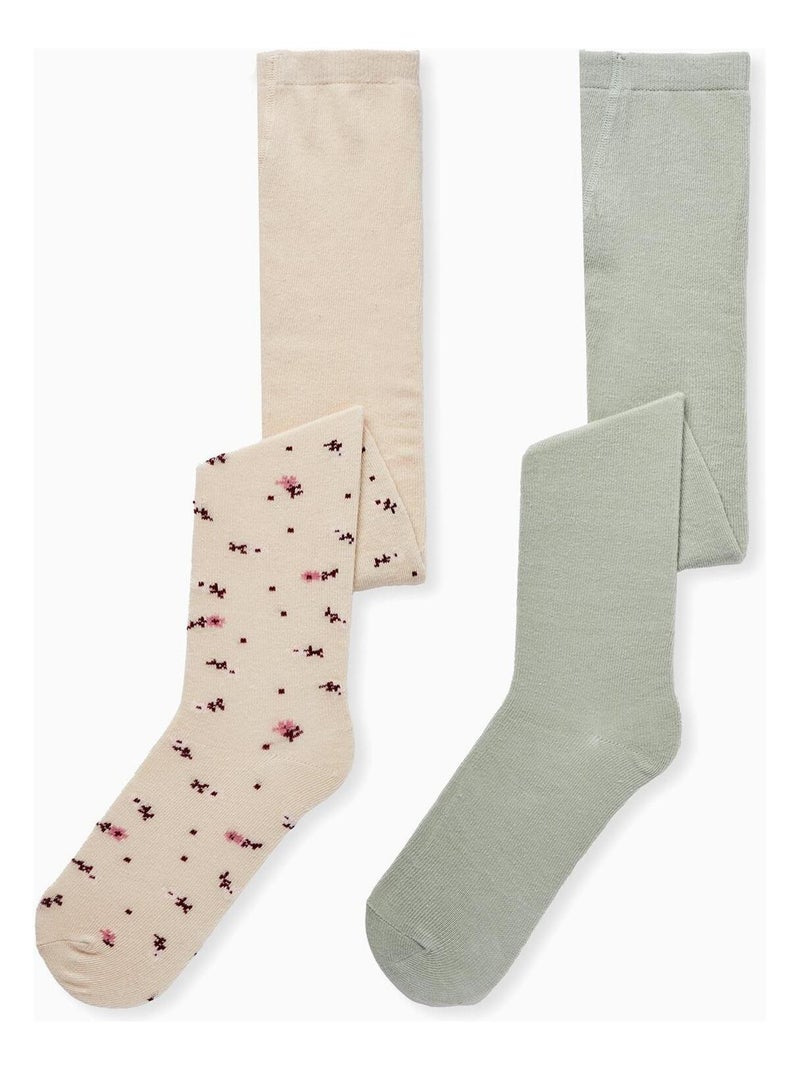 Pack de deux collants en maille SWEET FROSTY DREAMS Beige/Vert - Kiabi
