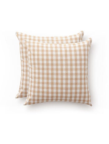 Pack de deux housses de coussin à carreaux vichy, en tissu imperméable - Gamusi.