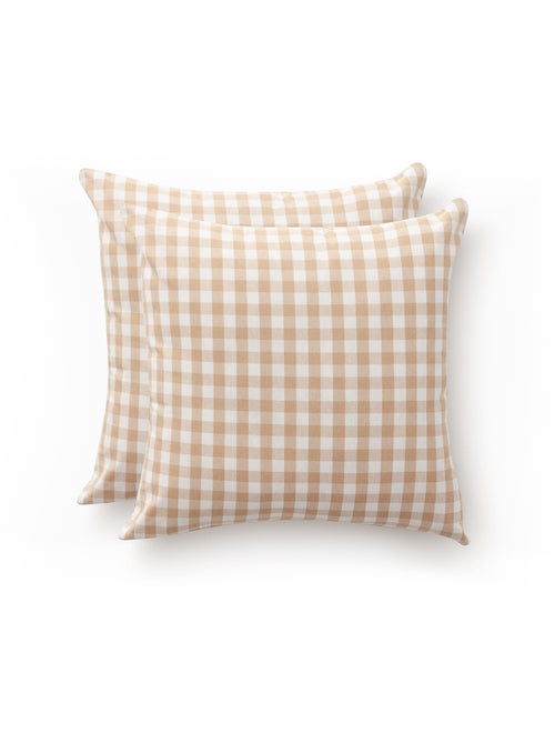 Pack de deux housses de coussin à carreaux vichy, en tissu imperméable -  Gamusi. - Kiabi