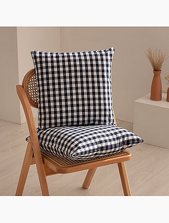 Pack de deux housses de coussin à carreaux vichy, en tissu imperméable - Gamusi.