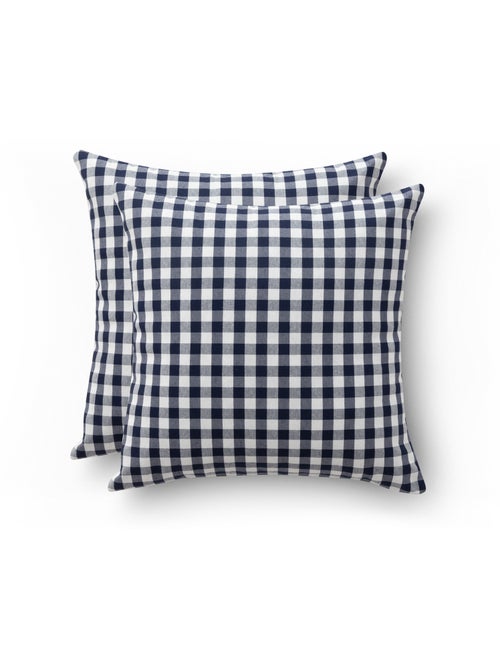 Pack de deux housses de coussin à carreaux vichy, en tissu imperméable -  Gamusi. - Kiabi