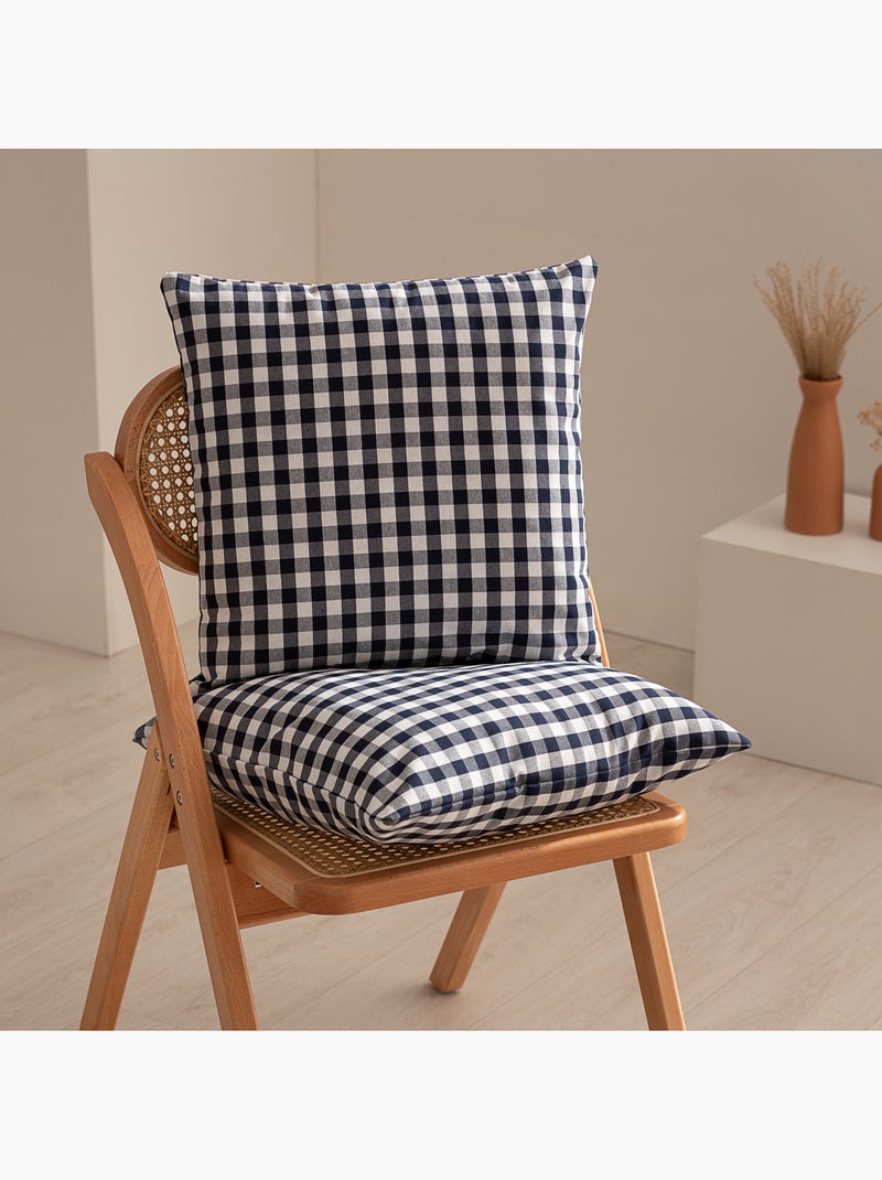 Pack de deux housses de coussin à carreaux vichy, en tissu imperméable -  Gamusi. Bleu - Kiabi