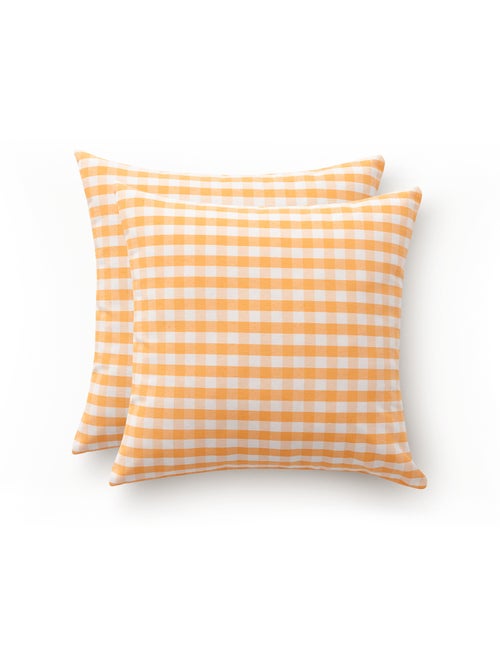 Pack de deux housses de coussin à carreaux vichy, en tissu imperméable -  Gamusi. - Kiabi