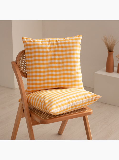 Pack de deux housses de coussin à carreaux vichy, en tissu imperméable -  Gamusi. - Kiabi