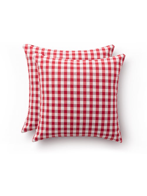Pack de deux housses de coussin à carreaux vichy, en tissu imperméable -  Gamusi. - Kiabi