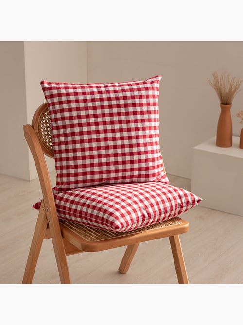 Pack de deux housses de coussin à carreaux vichy, en tissu imperméable -  Gamusi. - Kiabi