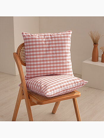 Pack de deux housses de coussin à carreaux vichy, en tissu imperméable - Gamusi.