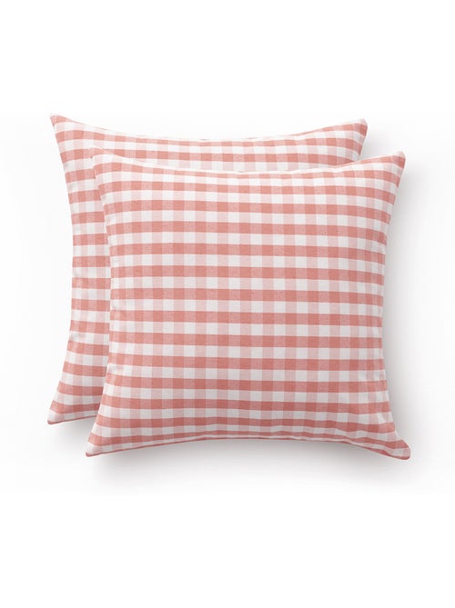 Pack de deux housses de coussin à carreaux vichy, en tissu imperméable -  Gamusi. - Kiabi
