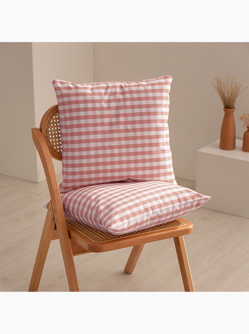 Pack de deux housses de coussin à carreaux vichy, en tissu imperméable -  Gamusi. Saumon - Kiabi
