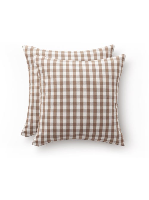 Pack de deux housses de coussin à carreaux vichy, en tissu imperméable -  Gamusi. - Kiabi
