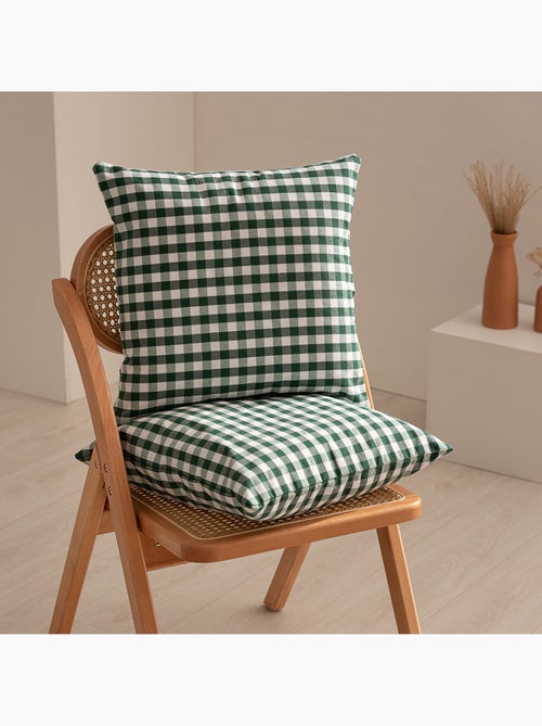 Pack de deux housses de coussin à carreaux vichy, en tissu imperméable -  Gamusi. - Kiabi