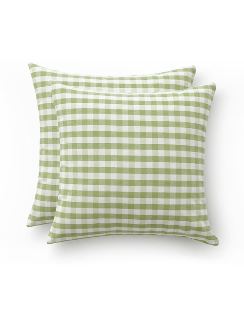 Pack de deux housses de coussin à carreaux vichy, en tissu imperméable -  Gamusi. - Kiabi