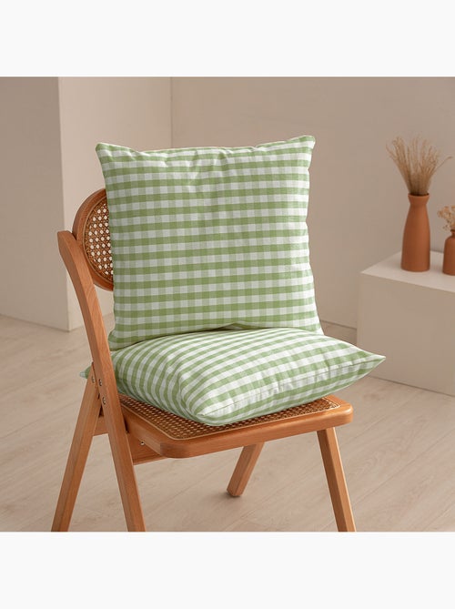 Pack de deux housses de coussin à carreaux vichy, en tissu imperméable -  Gamusi. - Kiabi