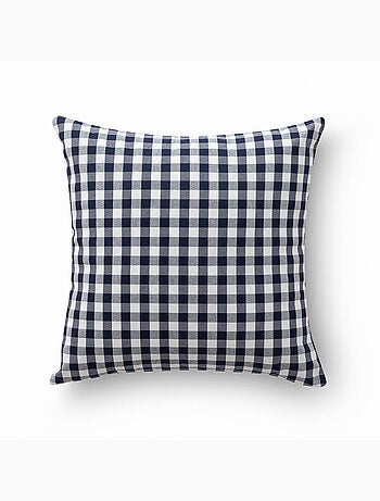 Pack de deux housses de coussin à carreaux vichy, en tissu imperméable.