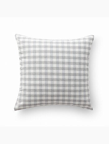 Pack de deux housses de coussin à carreaux vichy, en tissu imperméable.