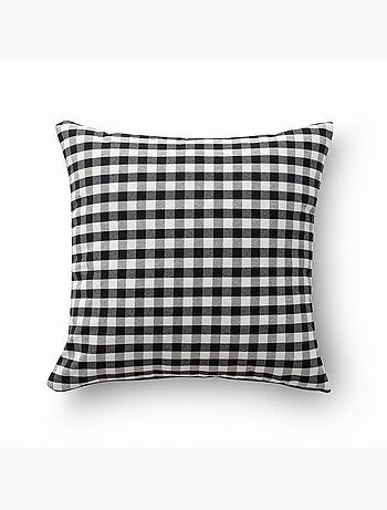 Pack de deux housses de coussin à carreaux vichy, en tissu imperméable.