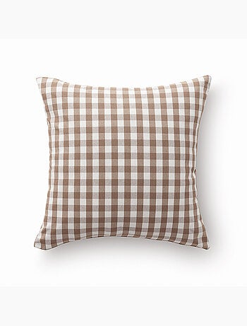 Pack de deux housses de coussin à carreaux vichy, en tissu imperméable.