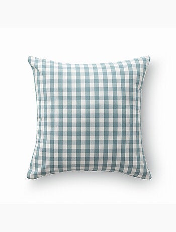 Pack de deux housses de coussin à carreaux vichy, en tissu imperméable.