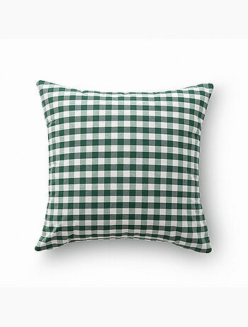 Pack de deux housses de coussin à carreaux vichy, en tissu imperméable.