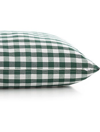 Pack de deux housses de coussin à carreaux vichy, en tissu imperméable.