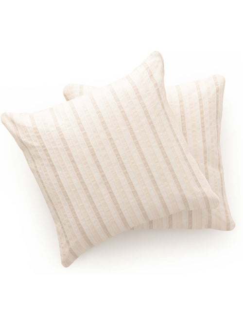 Pack de deux housses de coussin avec motif géométrique, tissu en fil teint -  Gamusi. - Kiabi